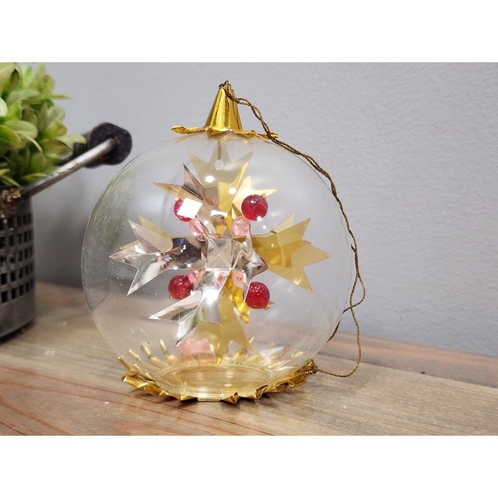 Resl Lenz vintage 1970s snowflake spinner ornament glass 3.5" tall Germany